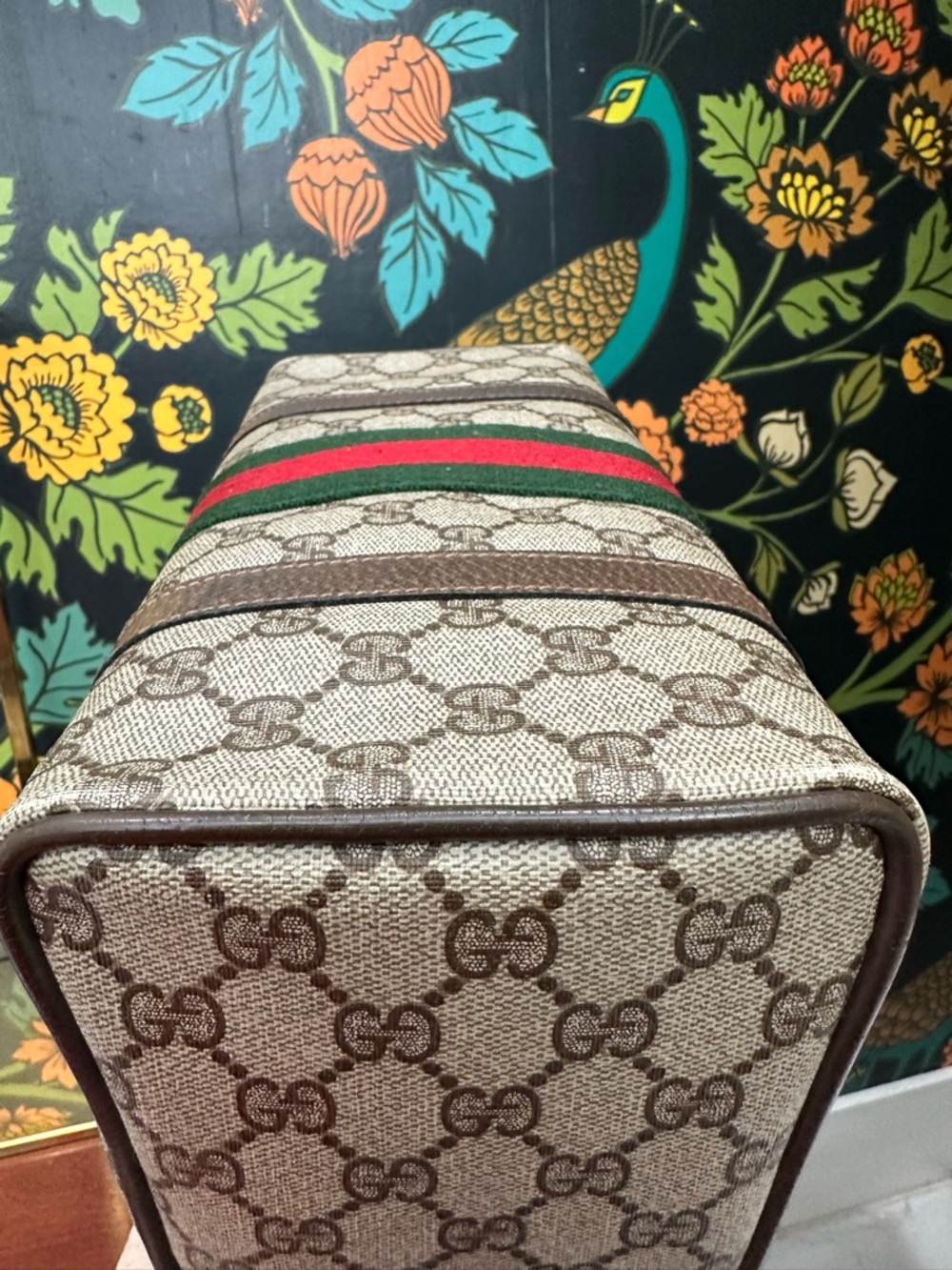 Vintage Gucci GG Supreme Boston Mini Bag Sherry Line Web Stripe 70s Italy - Picture 11 of 15